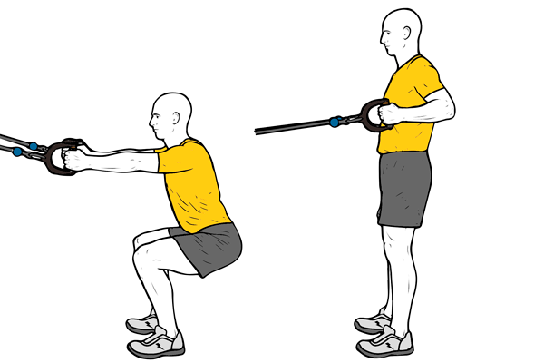 Remo y media sentadilla