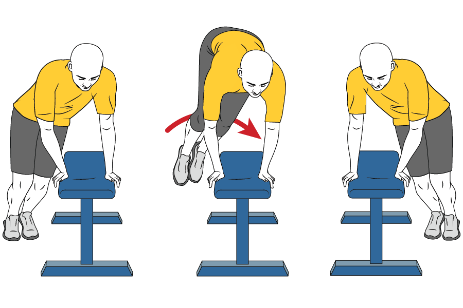 Salto lateral con dos pies sobre  un banco