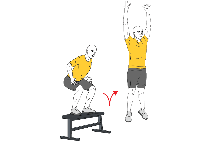 Salto pliométrico desde banco