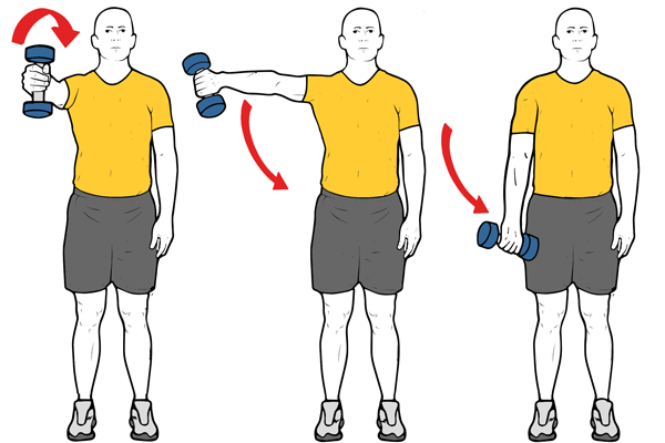 Scaption excentrico con mancuerna