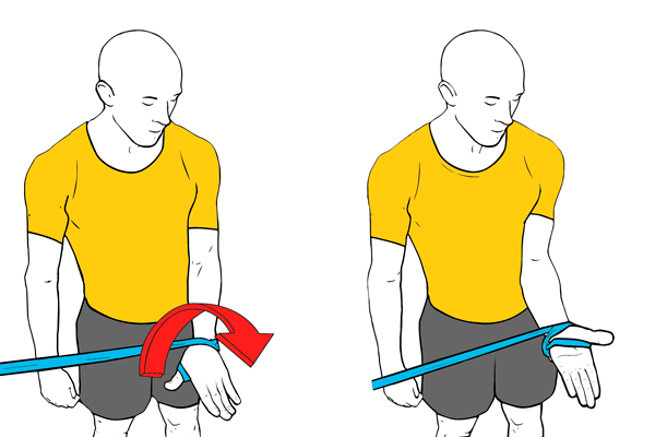 Supinación de antebrazo con banda elástica