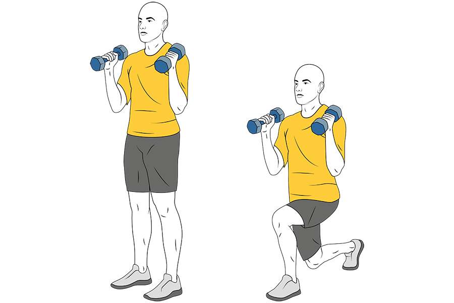 Zancada adelante con mancuernas