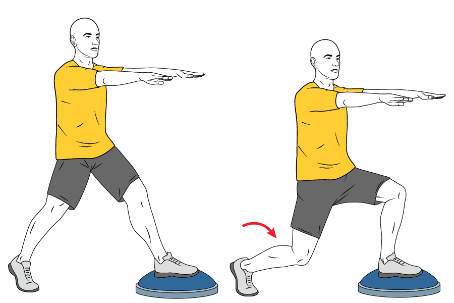 Zancada adelante sobre bosu