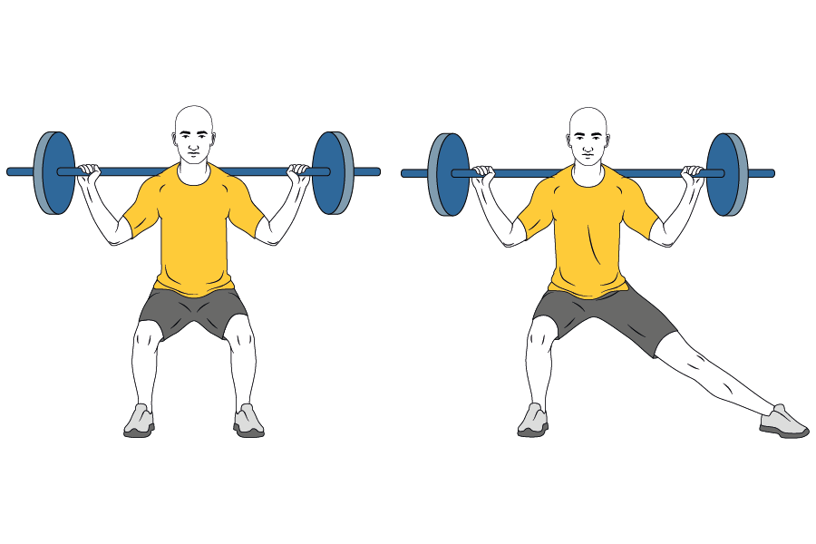 Zancada lateral con barra