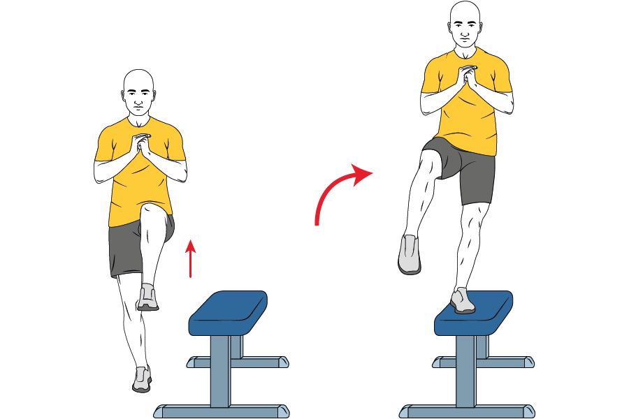 Zancada lateral sobre banco