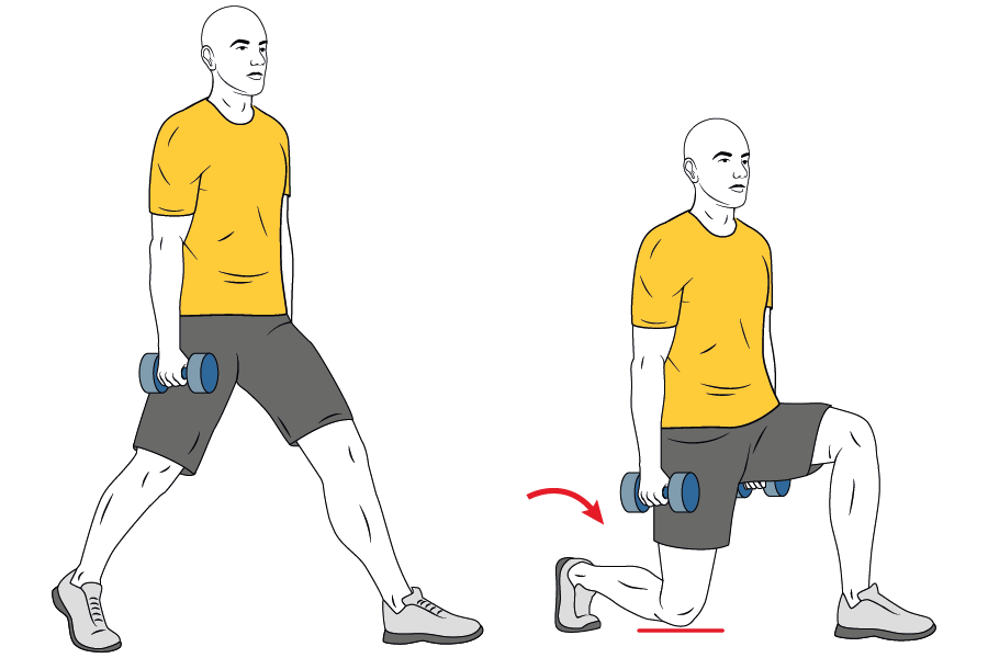 Zancadas con mancuernas